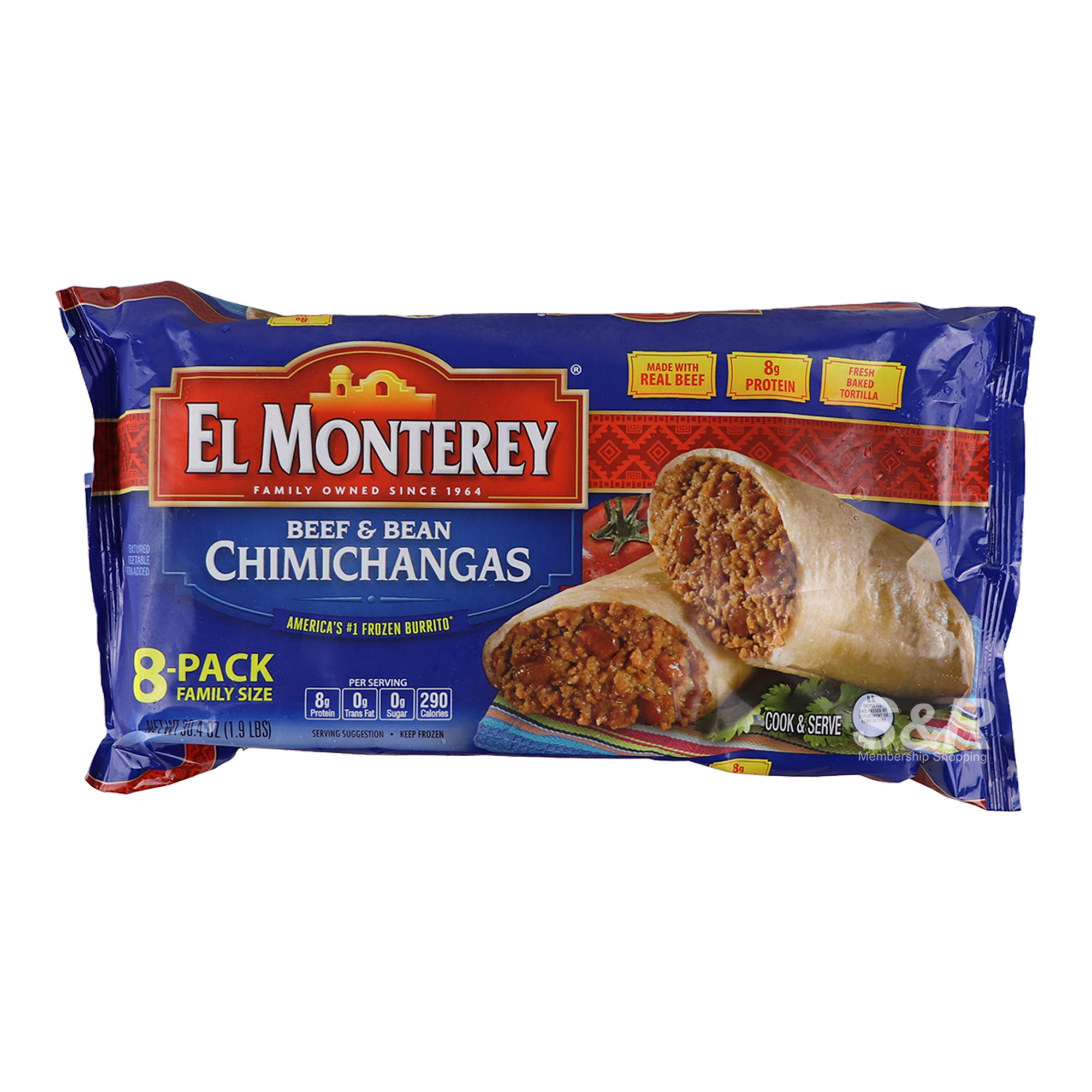 El Monterey Beef and Bean Chimichangas 8pcs El Monterey Beef and Bean Chimichangas 8pcs